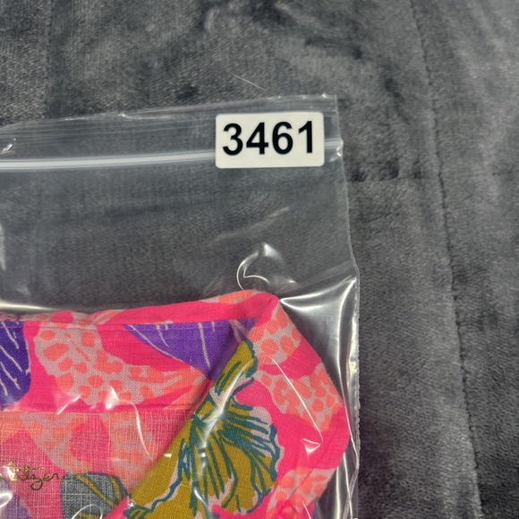 Lilly Pulitzer Womens Size L Pink Sea View Button Down Shirt Linen Beach Travel - Picture 8 of 8